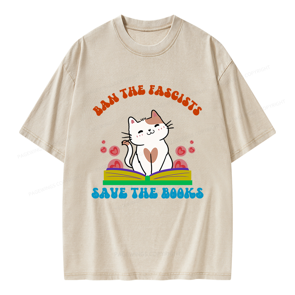 Pagewings Ban The Fascists Save The Books Unisex Washed T-shirt