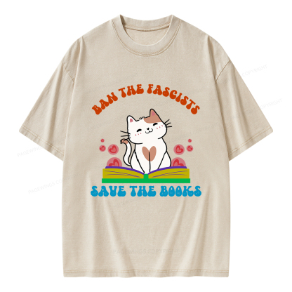 Pagewings Ban The Fascists Save The Books Unisex Washed T-shirt