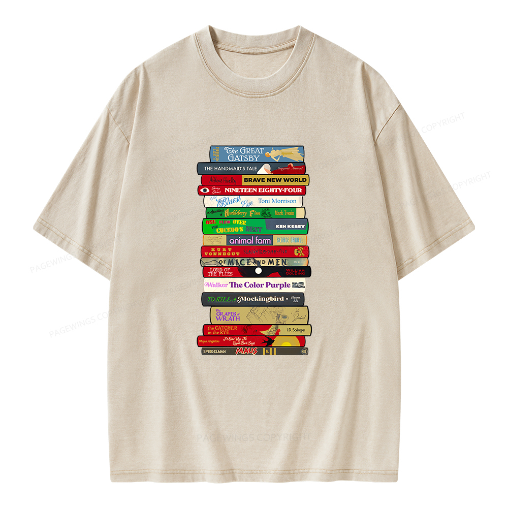 Pagewings Classic Banned Books Unisex Washed T-shirt