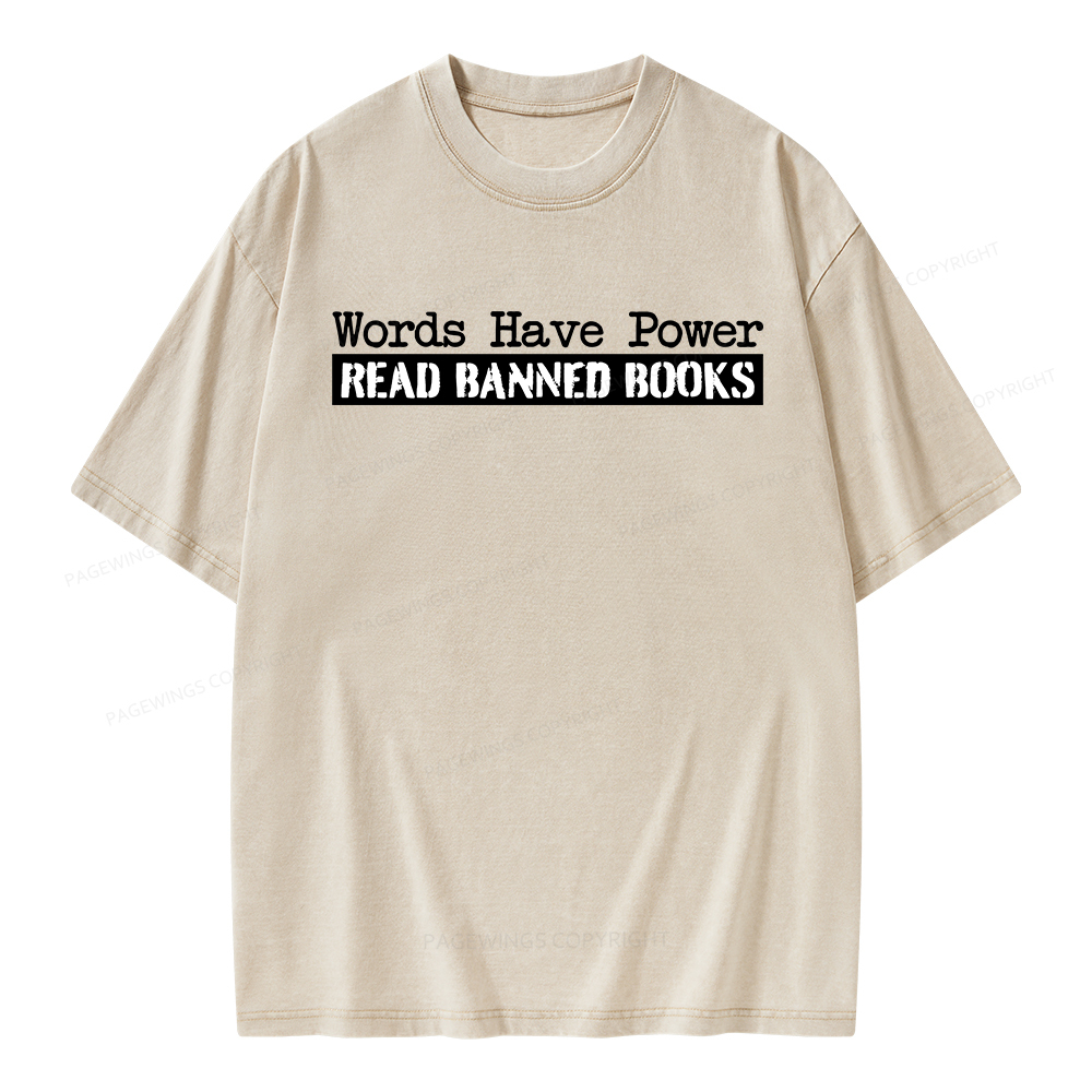 Pagewings Words Have Power Read Banned Books Unisex Washed T-shirt