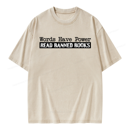 Pagewings Words Have Power Read Banned Books Unisex Washed T-shirt