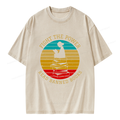 Pagewings Fight The Power Read Banned Books Unisex Washed T-shirt