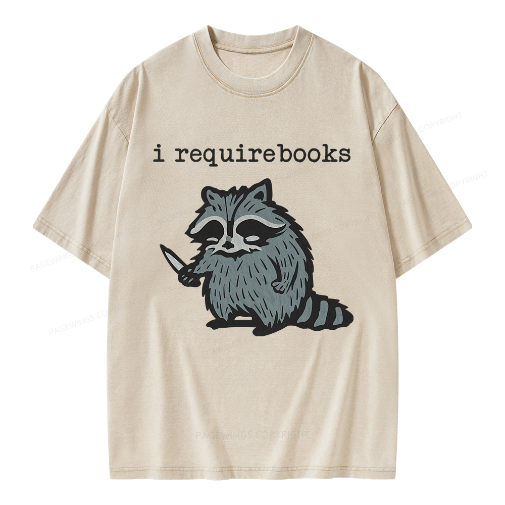 Pagewings I Require Books Unisex Washed T-shirt