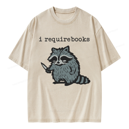Pagewings I Require Books Unisex Washed T-shirt