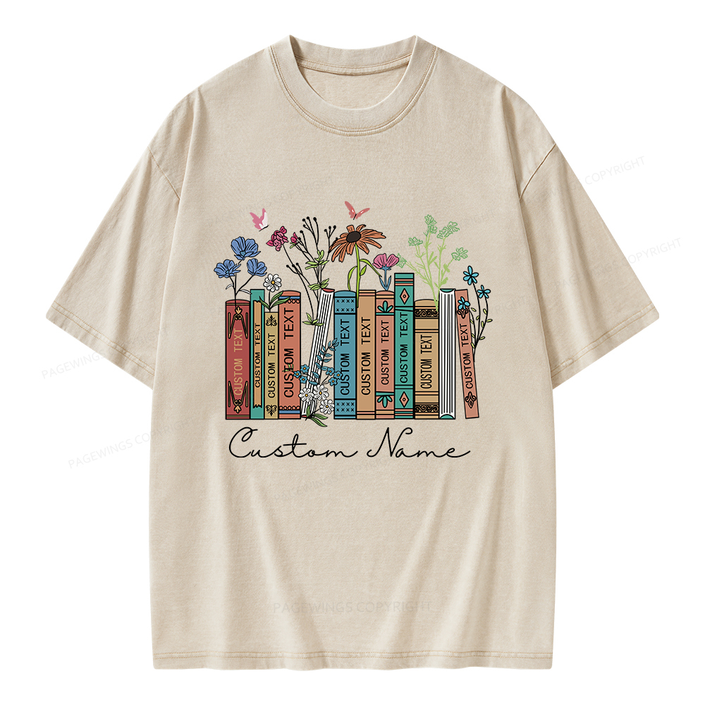 Pagewings Personalized Name Text Unisex Washed T-shirt