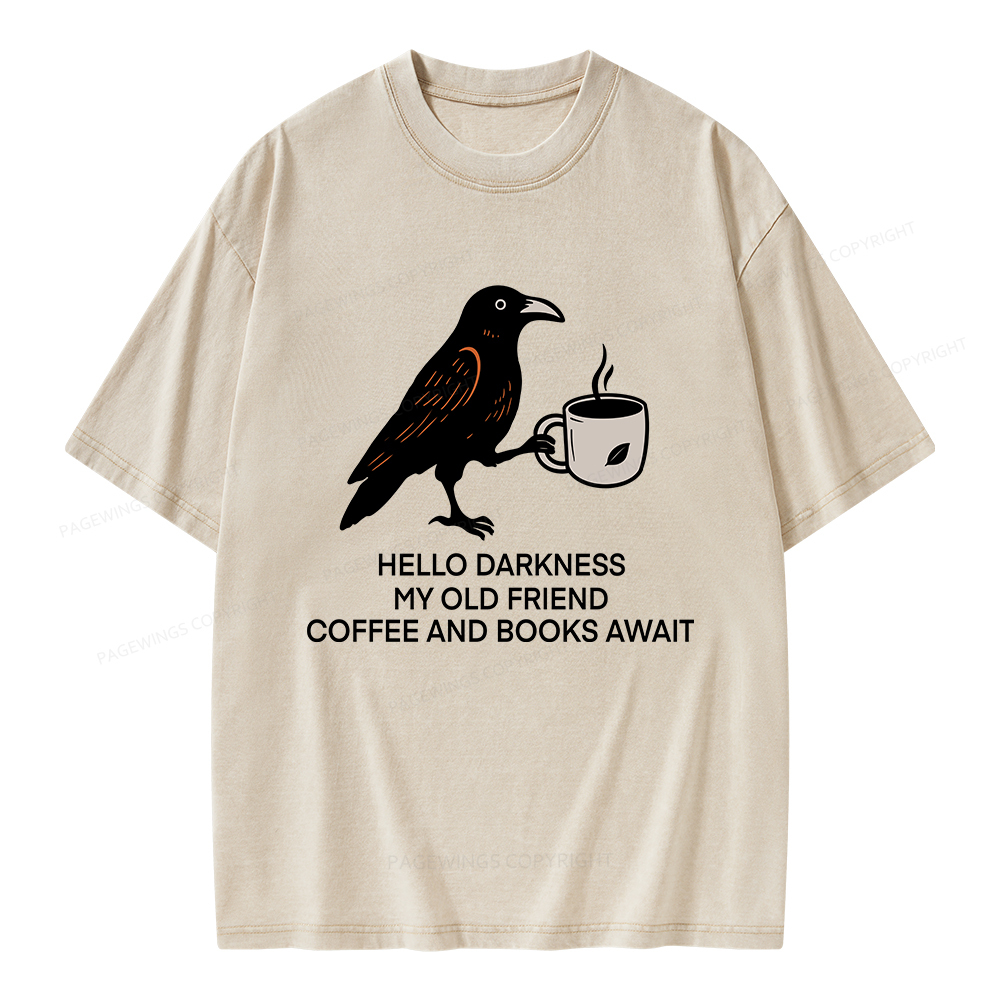 Pagewings Coffee And Books Await Unisex Washed T-shirt