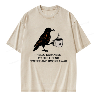Pagewings Coffee And Books Await Unisex Washed T-shirt