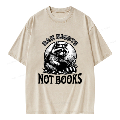 Pagewings Ban Bigots Not Books Unisex Washed T-shirt