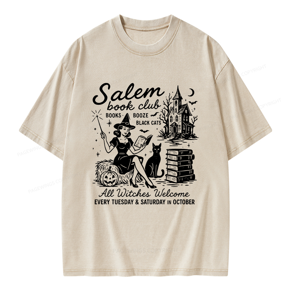 Pagewings Salem Book Club Unisex Washed T-shirt