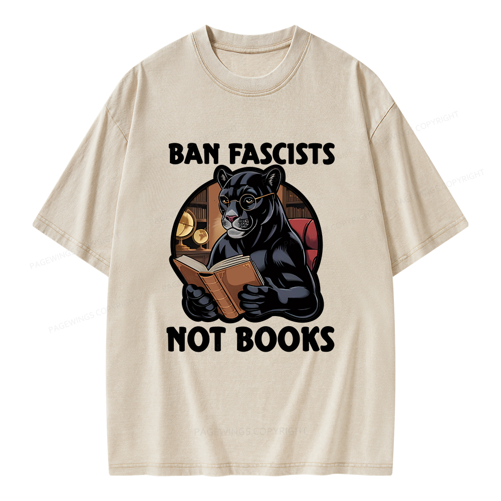 Pagewings Ban Fascists Not Books Unisex Washed T-shirt