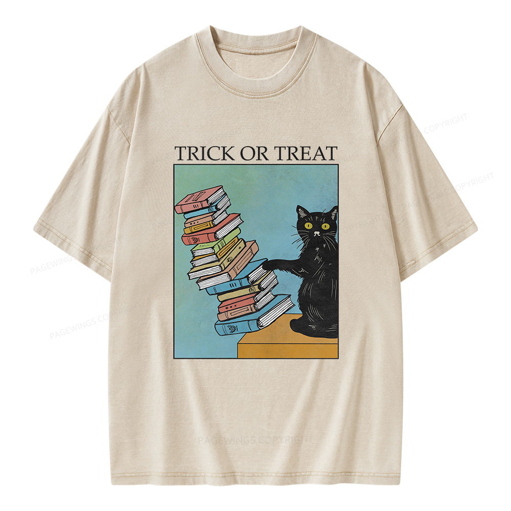 Pagewings Trick or Treat Unisex Washed T-shirt