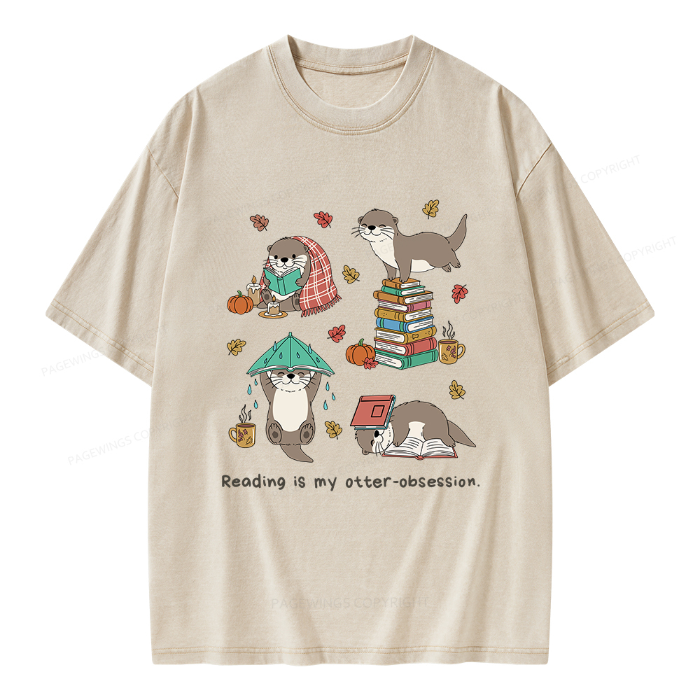 Pagewings Reading Is My Otter-Obsession Unisex Washed T-shirt