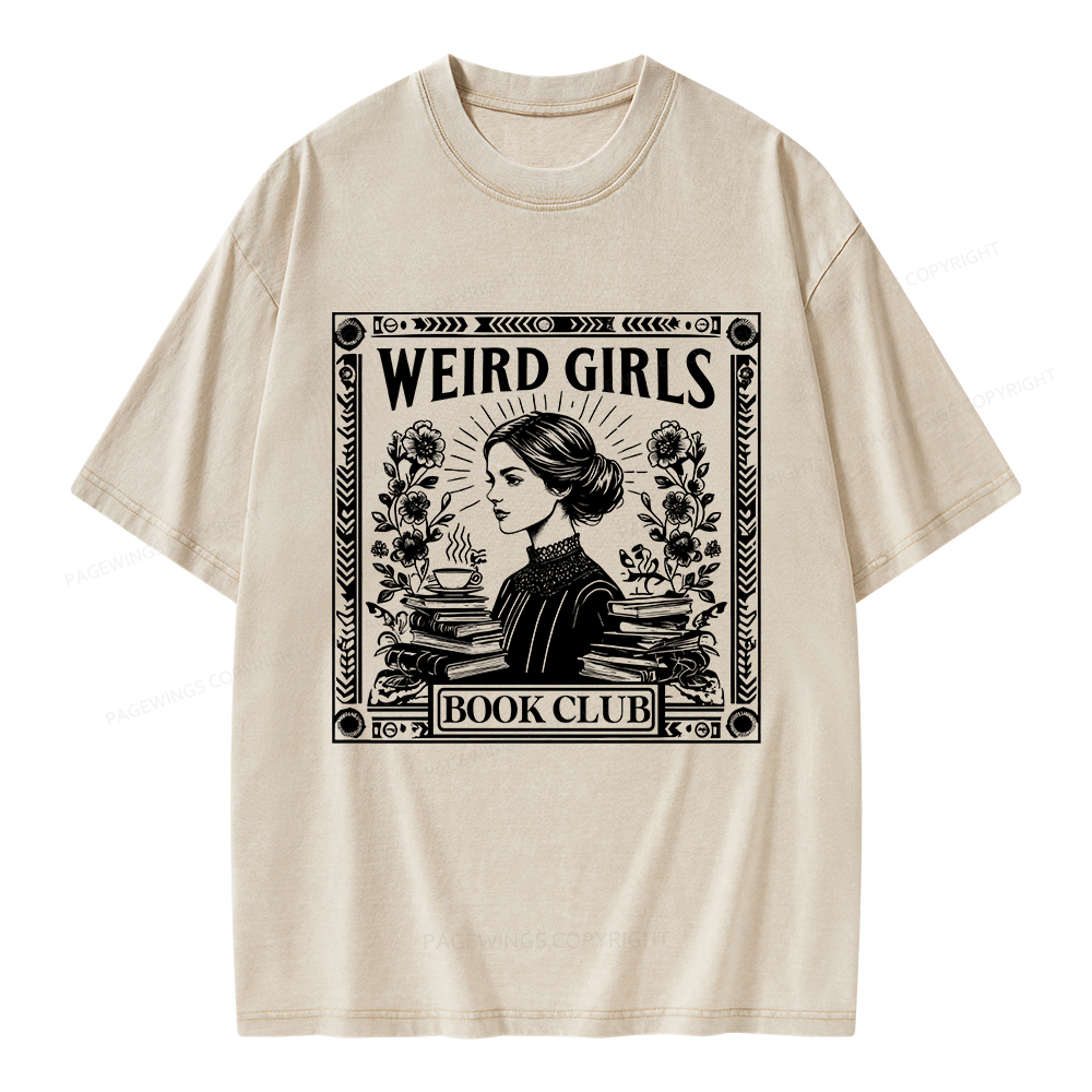Pagewings Weird Girls Book Club Unisex Washed T-shirt