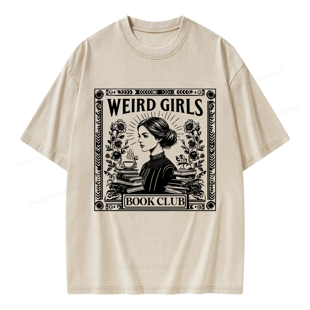 Pagewings Weird Girls Book Club Unisex Washed T-shirt
