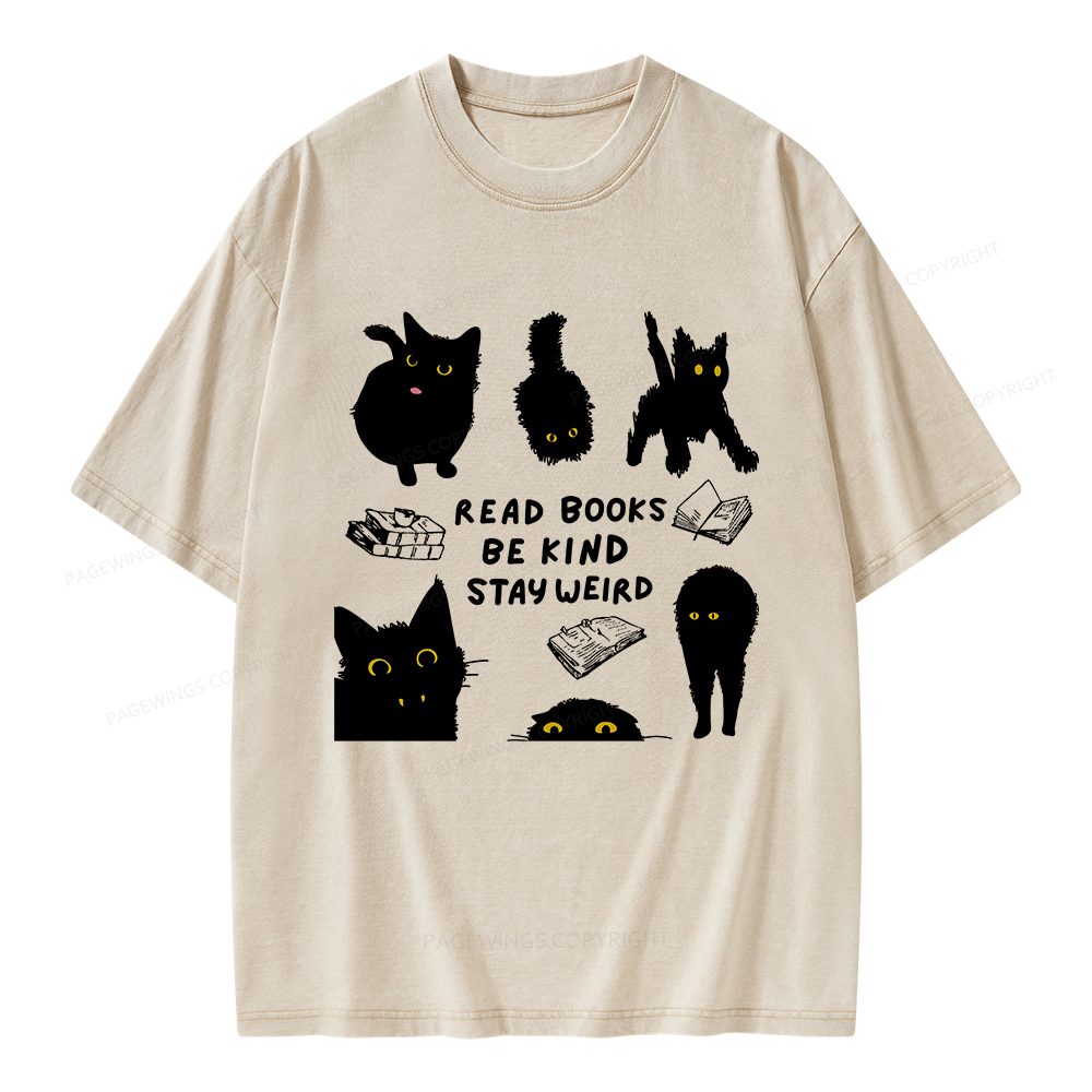 Pagewings Read Books Be Kind Stay Weird Unisex Washed T-shirt