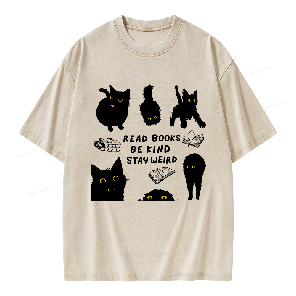 Pagewings Read Books Be Kind Stay Weird Unisex Washed T-shirt