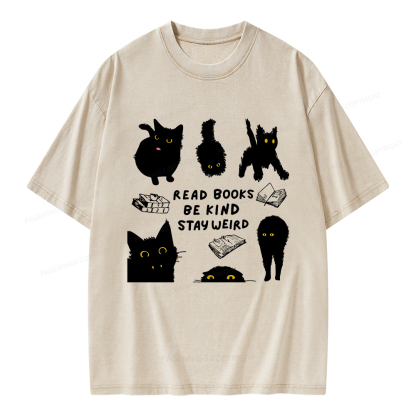 Pagewings Read Books Be Kind Stay Weird Unisex Washed T-shirt