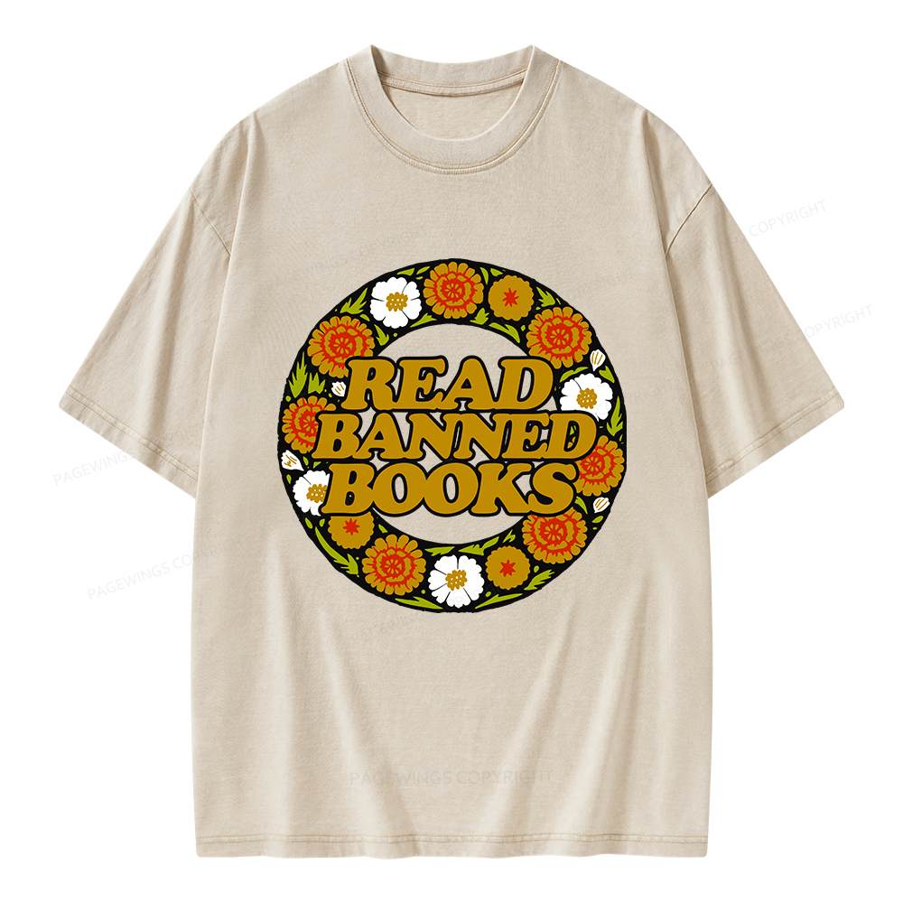 Pagewings Read Banned Books Unisex Washed T-shirt