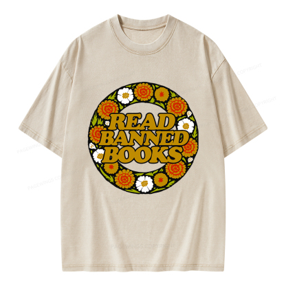 Pagewings Read Banned Books Unisex Washed T-shirt