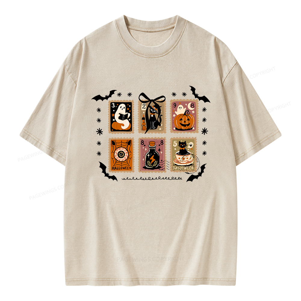Pagewings Halloween Pumpkin Season Unisex Washed T-shirt