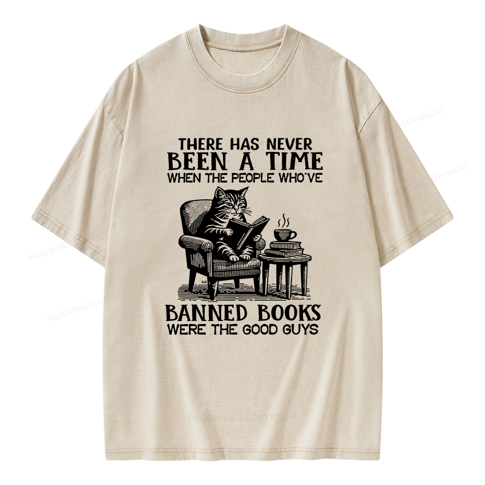 Pagewings Cats Reading Books Are Prohibited From Having Books Unisex Washed T-shirt