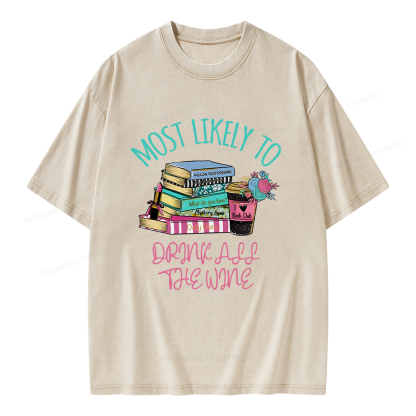 Pagewings Personalized Most Likely To Unisex Washed T-shirt