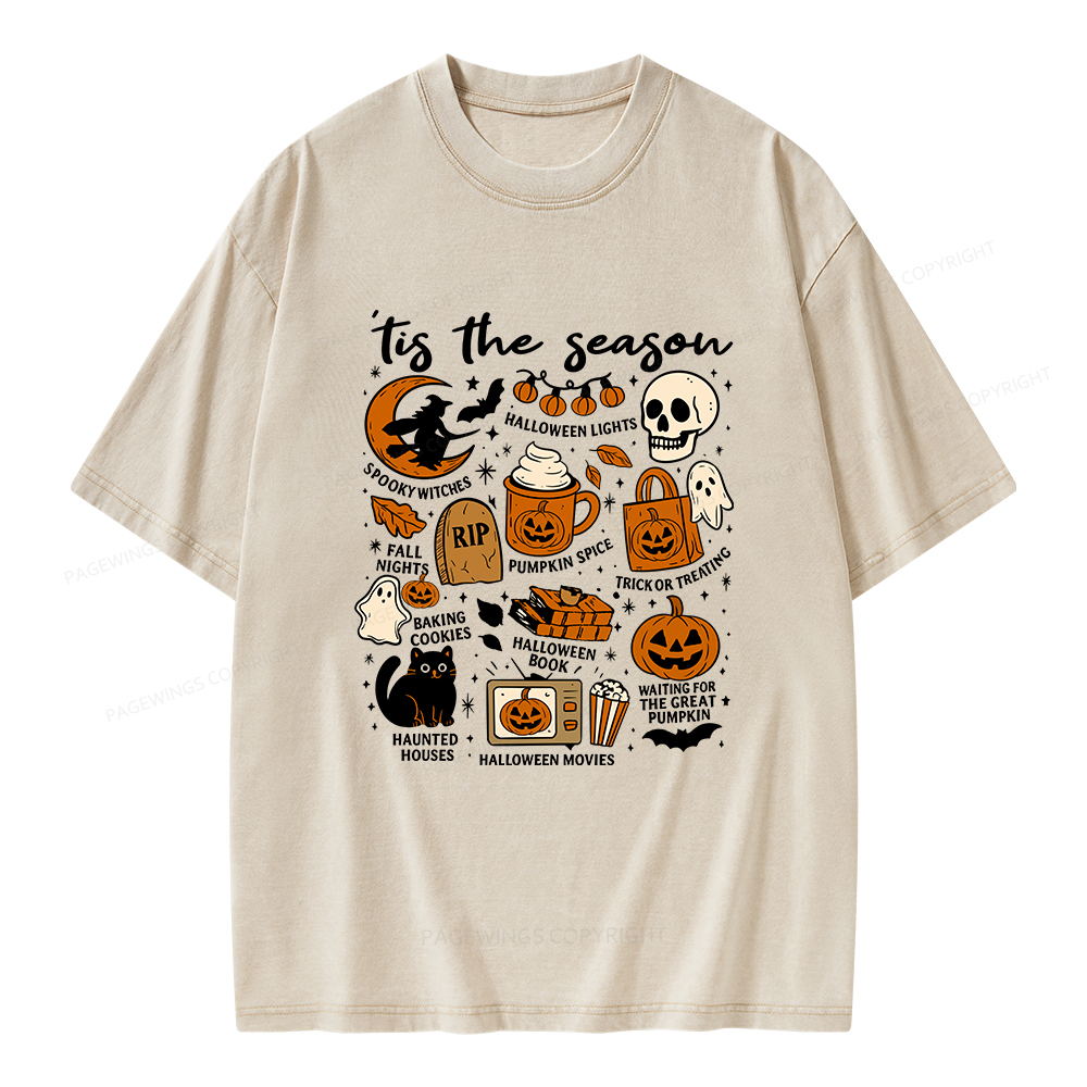Pagewings Halloween Tis The Season Unisex Washed T-shirt