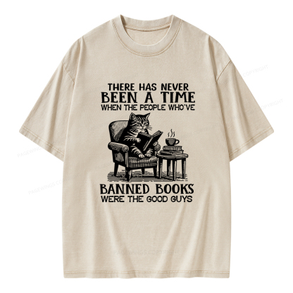 Pagewings Cats Reading Books Are Prohibited From Having Books Unisex Washed T-shirt