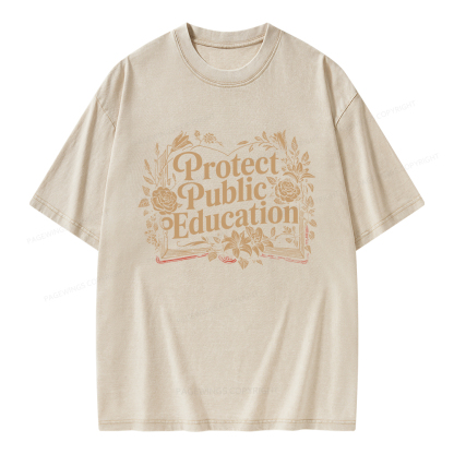 Pagewings Protect Public Education Unisex Washed T-shirt