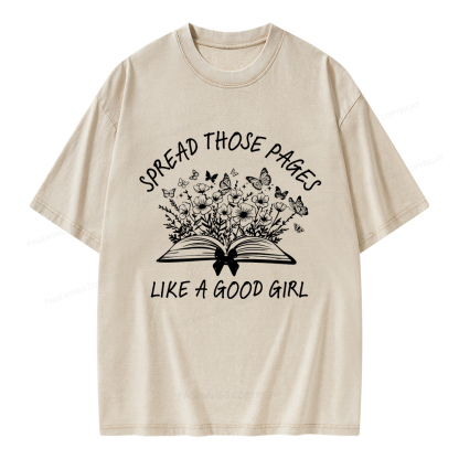 Pagewings Spread Those Pages Like A Good Girl Unisex Washed T-shirt