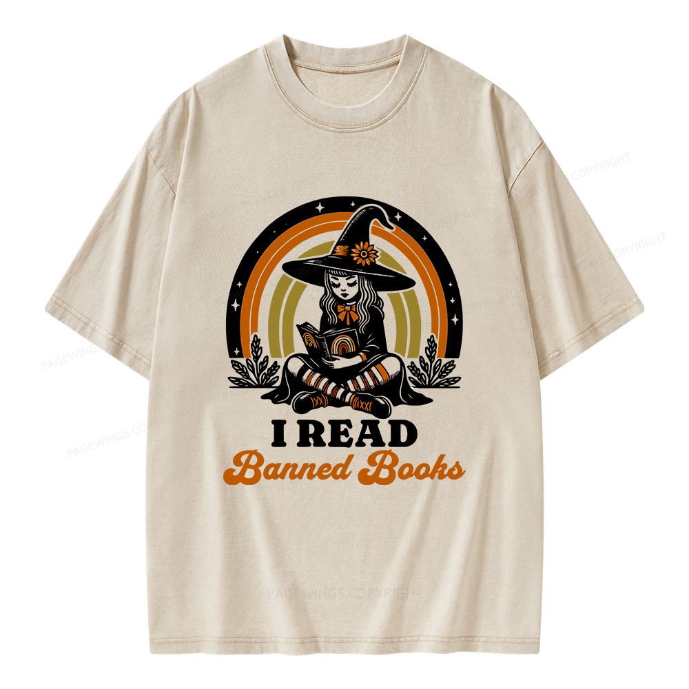Pagewings I Read Banned Books Unisex Washed T-shirt