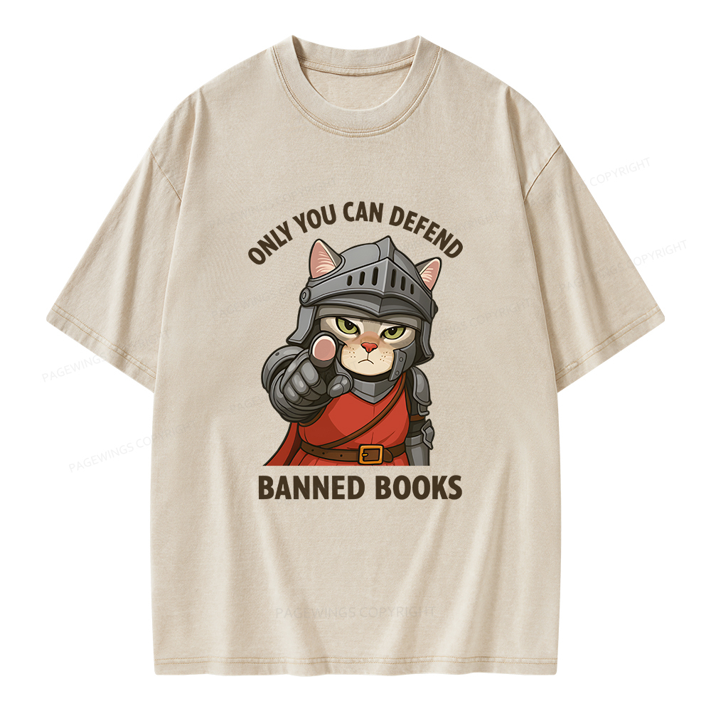 Pagewings Only You Can Defend Banned Books Unisex Washed T-shirt