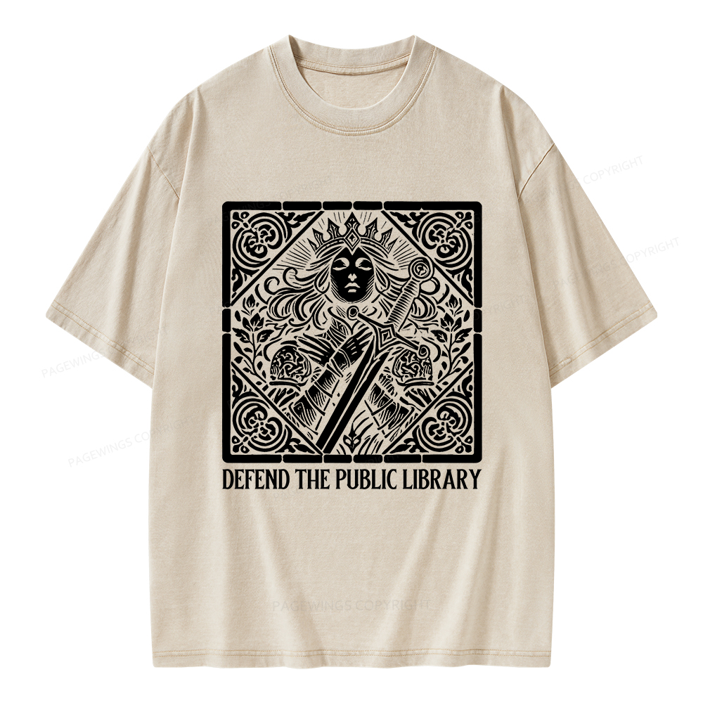 Pagewings Defend The Public Library Unisex Washed T-shirt