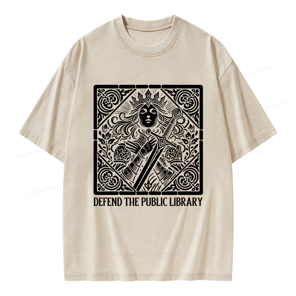 Pagewings Defend The Public Library Unisex Washed T-shirt