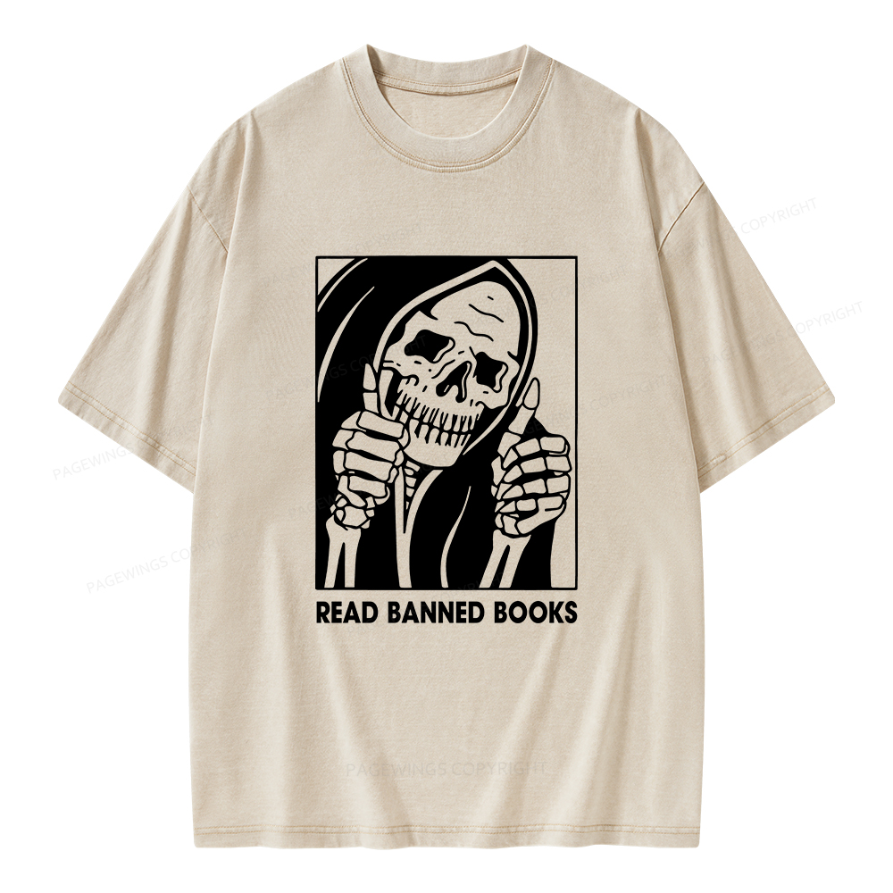 Pagewings Read Banned Books Unisex Washed T-shirt