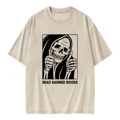 Pagewings Read Banned Books Unisex Washed T-shirt
