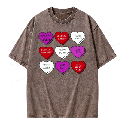 Pagewings Valentine’s Day Shirt, Book Tropes Shirt Unisex Washed T-shirt