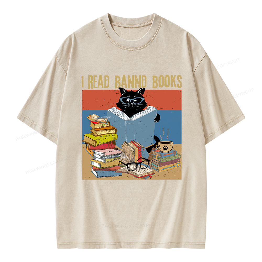 Pagewings  I Read Banned Books Unisex Washed T-shirt