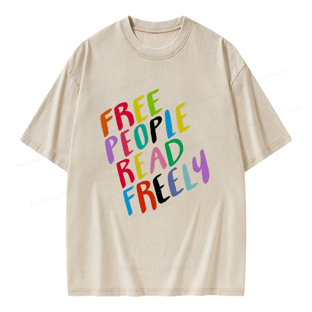 Pagewings Free People Read Freely Unisex Washed T-shirt