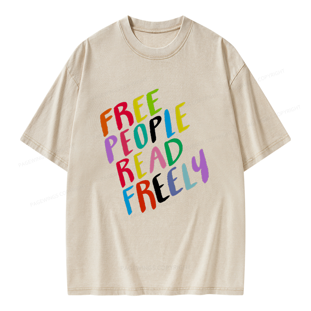 Pagewings Free People Read Freely Unisex Washed T-shirt