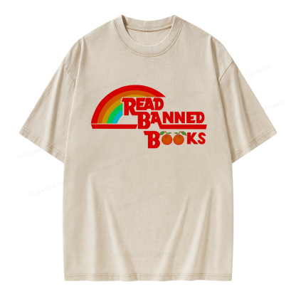 Pagewings Read Banned Books Unisex Washed T-shirt