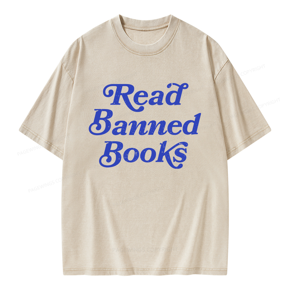 Pagewings Read Banned Books Unisex Washed T-shirt