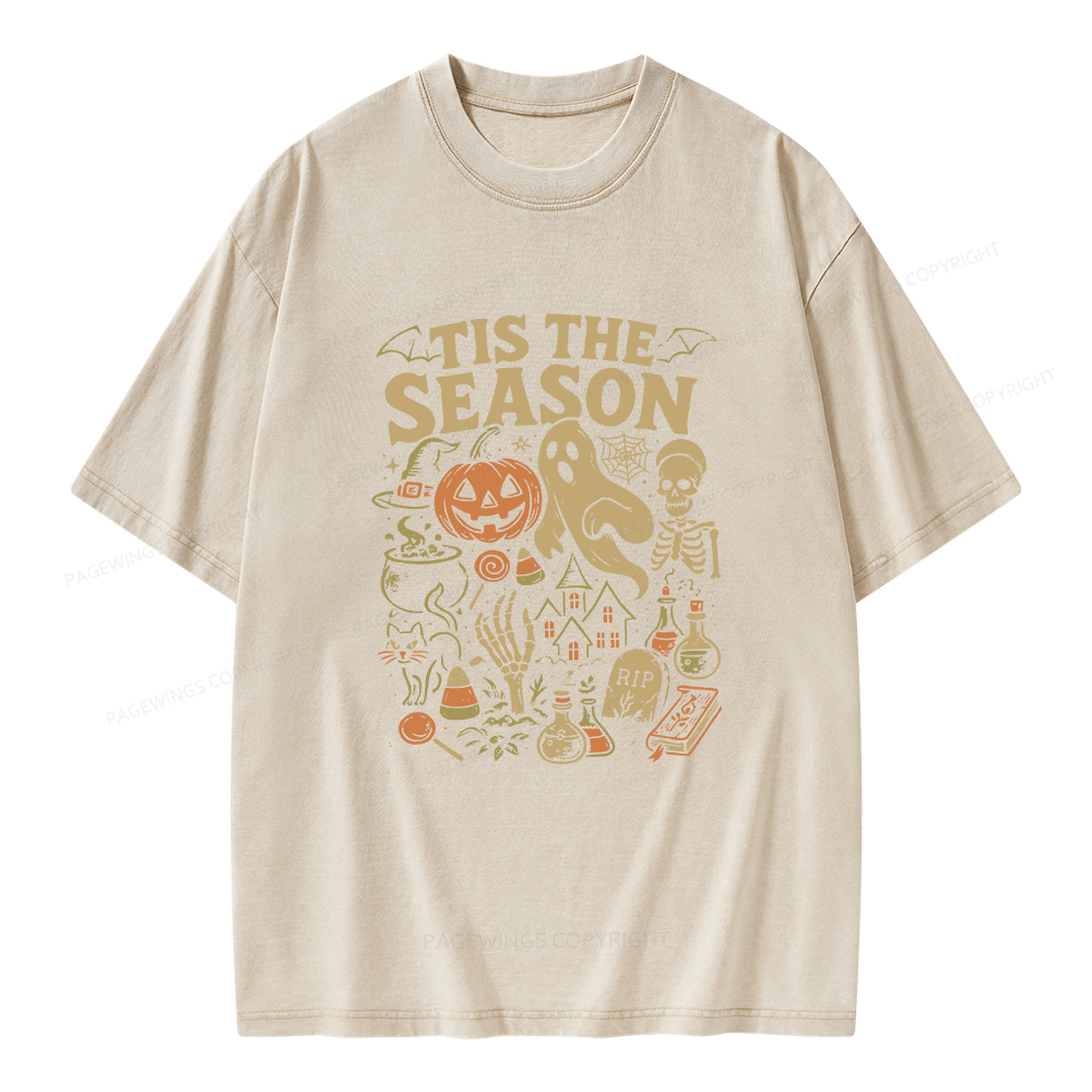 Pagewings Tis The Season Halloween Unisex Washed T-shirt
