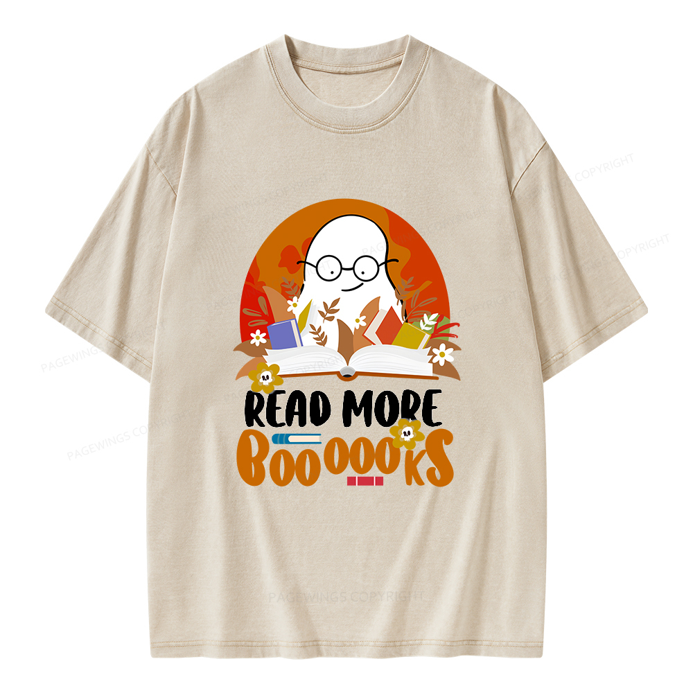 Pagewings Read More Books Halloween Unisex Washed T-shirt