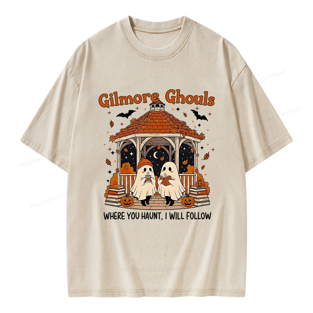 Pagewings Gilmore Ghouls Halloween Unisex Washed T-shirt