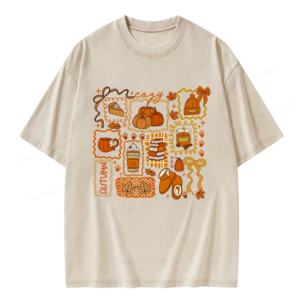 Pagewings Cozy Season Book Lover Unisex Washed T-shirt