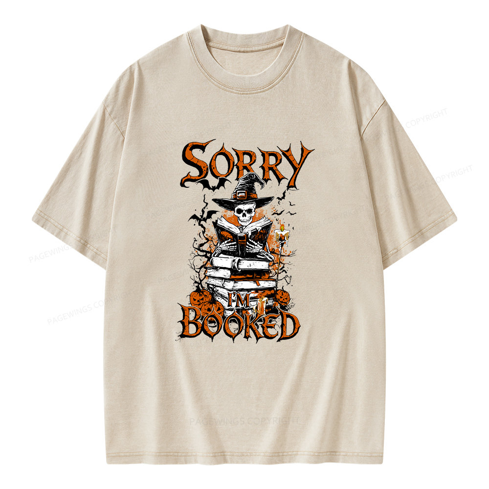 Pagewings Halloween I'm Booked Unisex Washed T-shirt