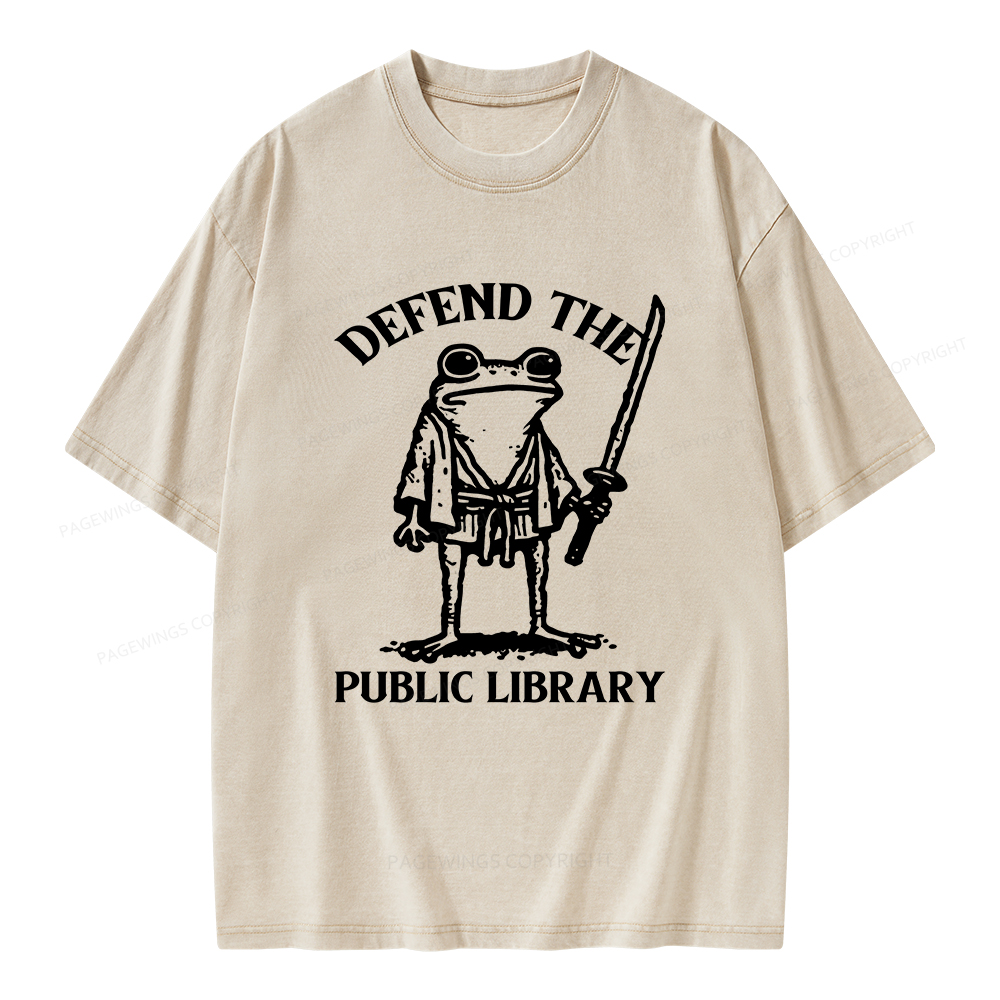 Pagewings Defend Your Public Library Unisex Washed T-shirt