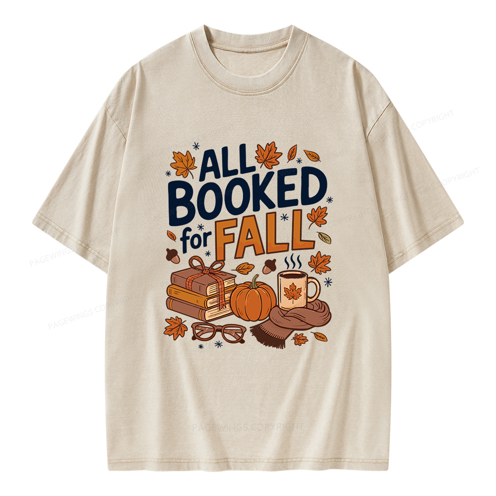 Pagewings All Booked For Fall Unisex Washed T-shirt