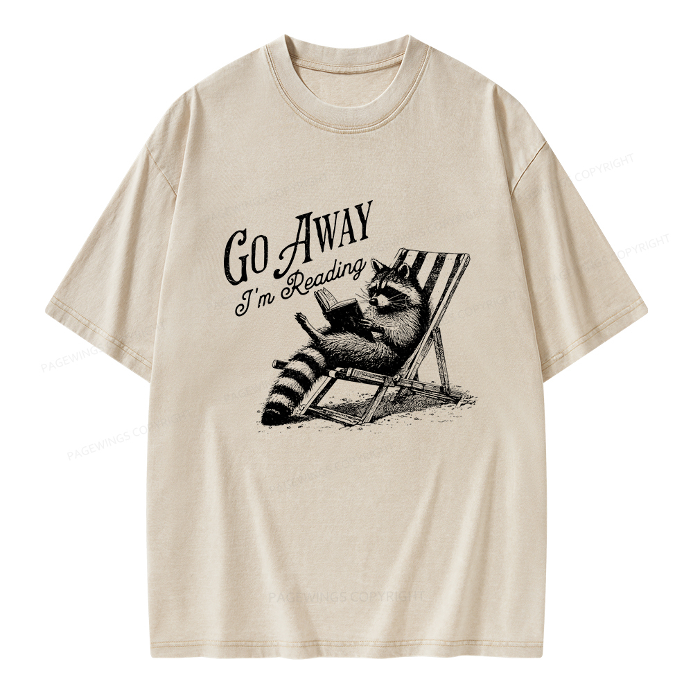 Pagewings Funny Raccoon Book Lover Tshirt Unisex Washed T-shirt